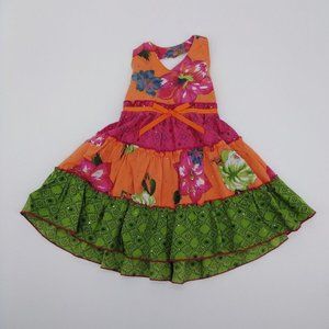 Blueberi Blvd Orange Pink Pattern Halter Dress